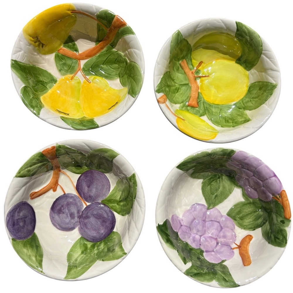 Vintage 1987 Shafford Fruit du Jour Hand Painted Bowls Set of 4 EUC